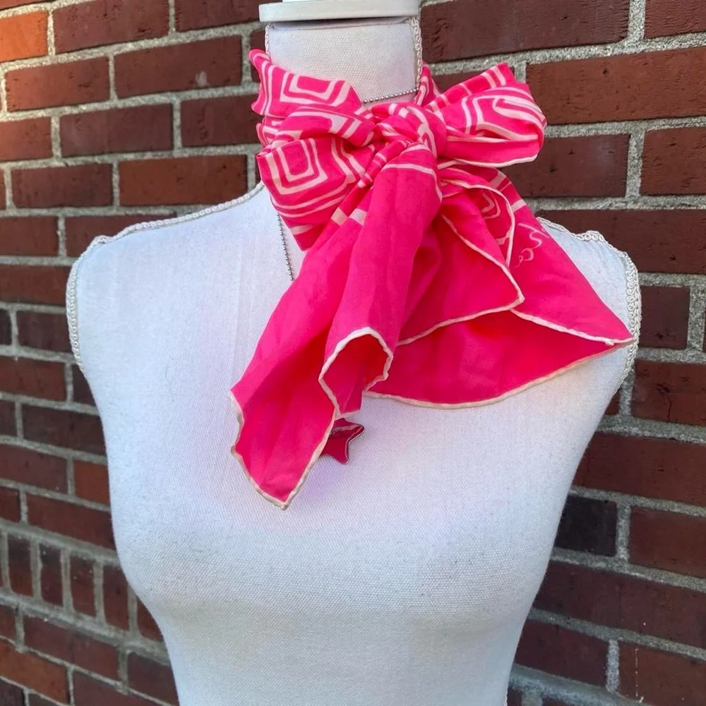 Vintage 60s Pink Geometric Scarf